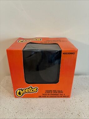 Cheetos Ceramic Mug & Crew Socks Gift Set - Orange & Black Fathers Day Men’s NEw